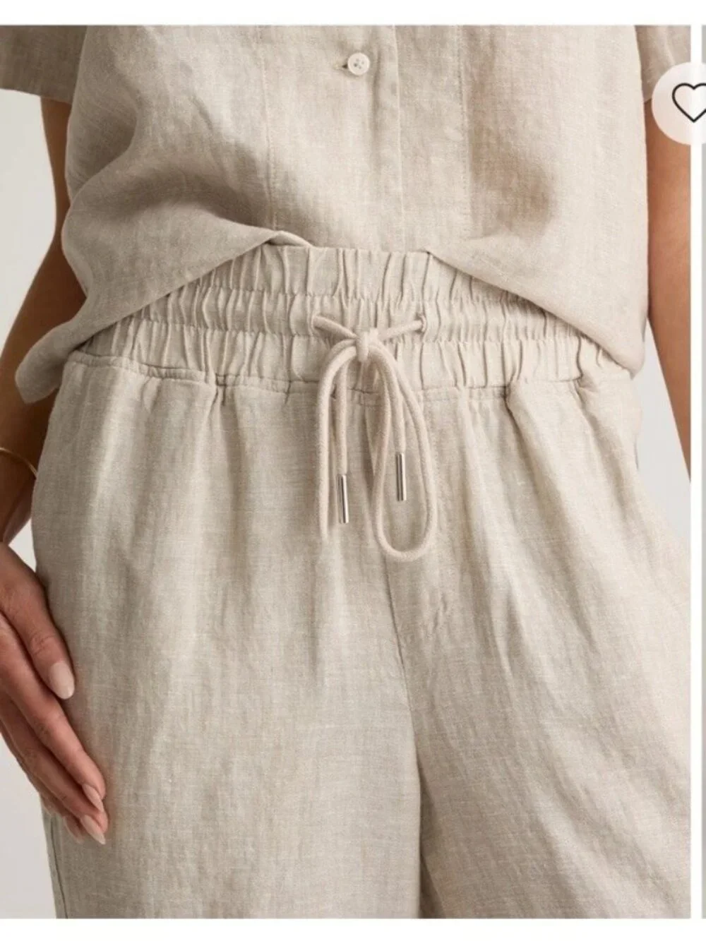 Quince 100% European Linen Wide Leg Cropped Pants Flax Womens Small Coastal NWT